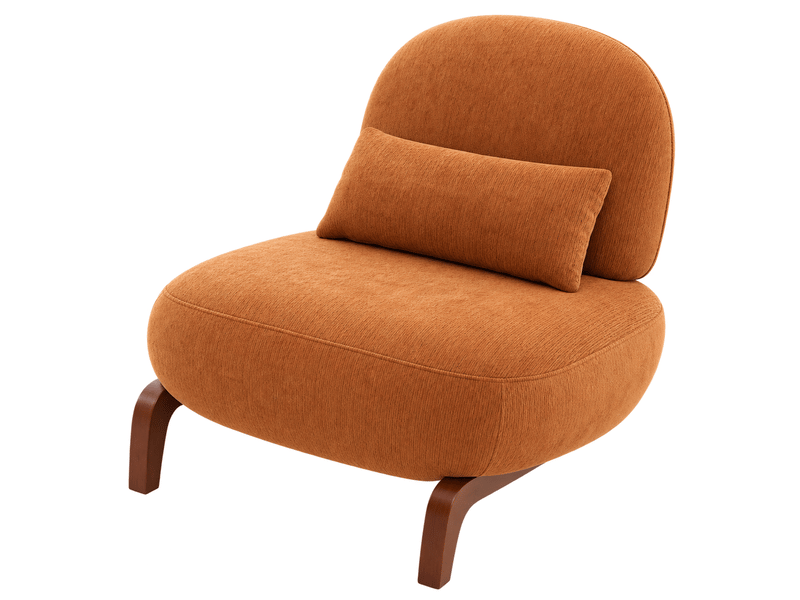  Fauteuil d’appoint en tissu avec coussin moelleux et pieds en bois massif, sans accoudoirs  - Conforama A