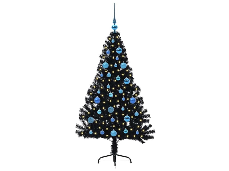  Sapin de noël - arbre de noël artificiel pré-éclairé noir 150 cm pvc  - Conforama C