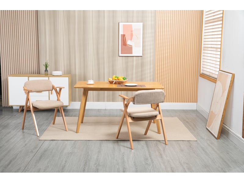  Lot de 2 chaises de salle à manger pliantes avec accoudoirs en lin kaki W3050P307913 - Conforama A