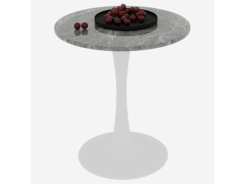  Table basse ronde 70 cm, style moderne, coloris blanc et gris foncé, avec motif de marbre en mdf  - Conforama A