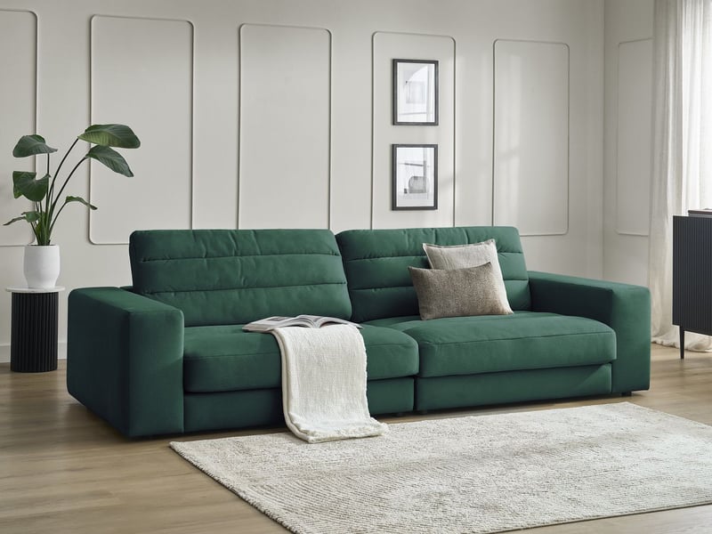  Bobochic canapé droit fixe 3 places sierra velours vert foncé SIERRA - Conforama B