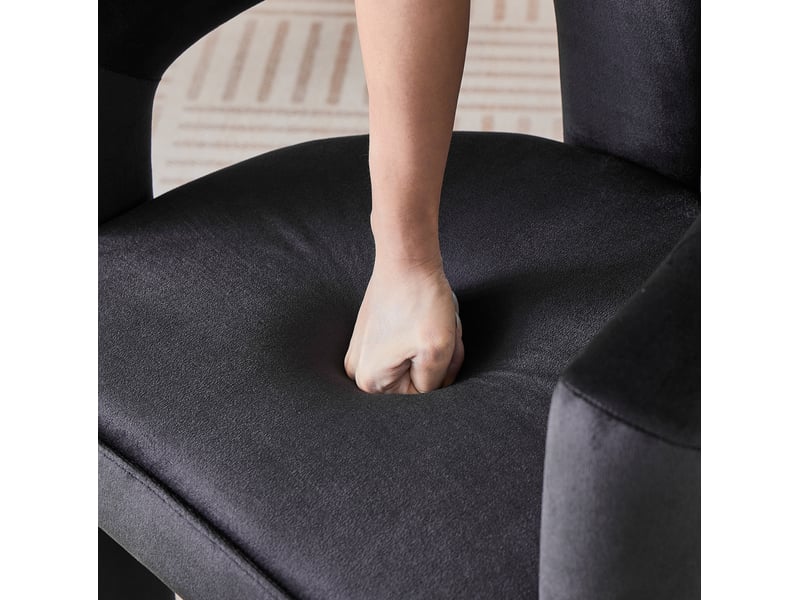  Lot de 2 chaises de salle à manger avec accoudoirs en velours noir  - Conforama D