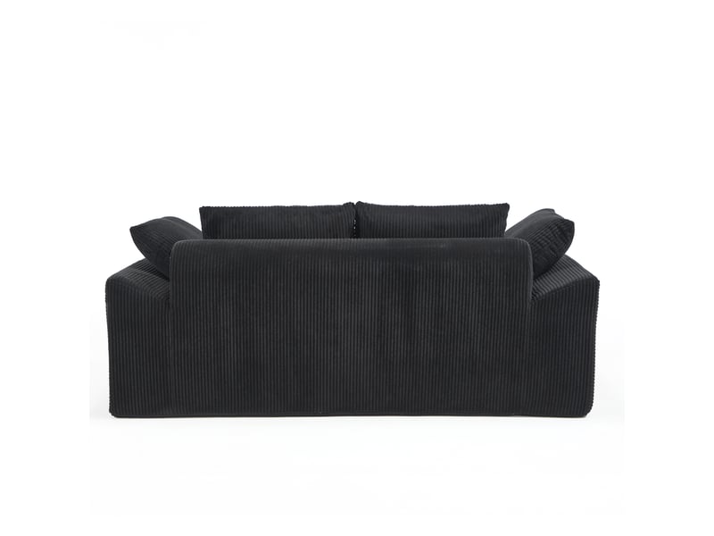 Canapé 2 places noir en tissu, canapé compact pour petit espace, assise profonde, accoudoirs arrondis, salon ou chambre - Conforama D