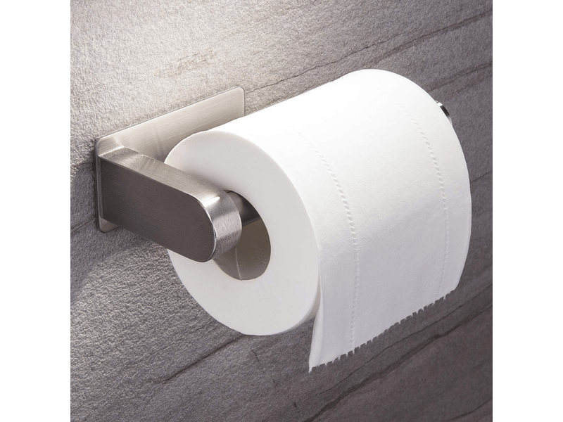 Porte-papier toilette mural auto-adhésif sans perçage, en acier inoxydable.  - Conforama A