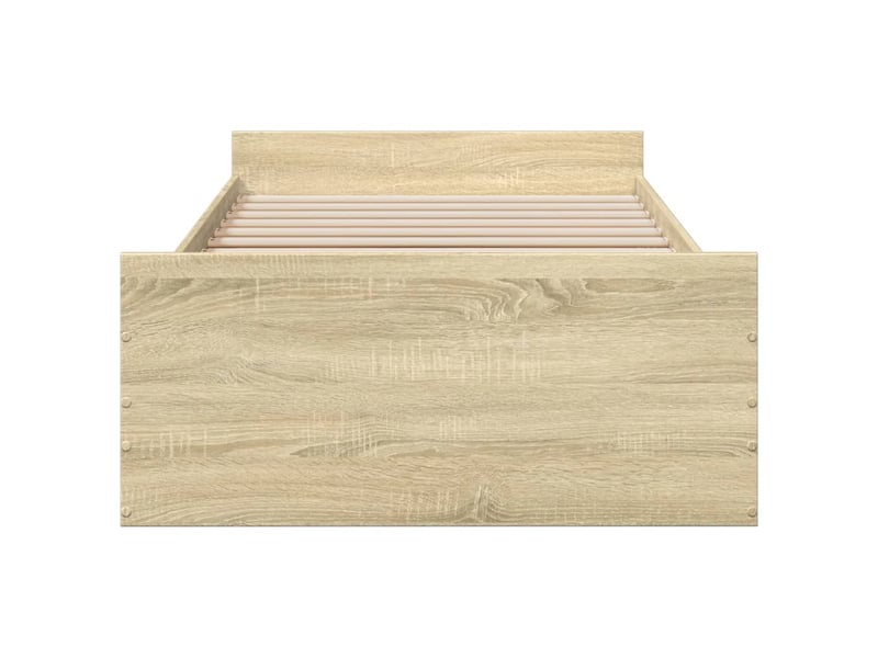  Lit simple- lit adulte -  cadre de lit avec tiroirs sans matelas chêne sonoma 90x200 cm  - Conforama C