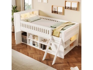Lit surélevé 120x200 cm <strong>OKMYHOME</strong> <strong></strong> coloris blanc