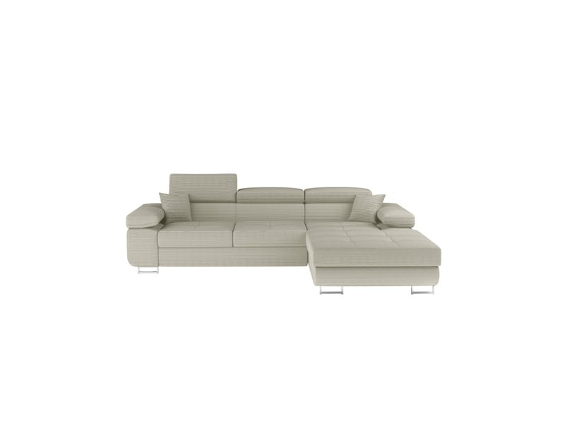  Canapé d'angle convertible amanda beige velours côtelé avec coffre  - Conforama A