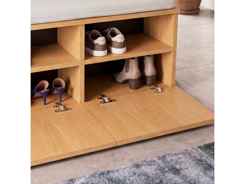  Banc à chaussures brande 42 x 80 x 35 cm effet chêne gris clair [en.casa]  - Conforama E