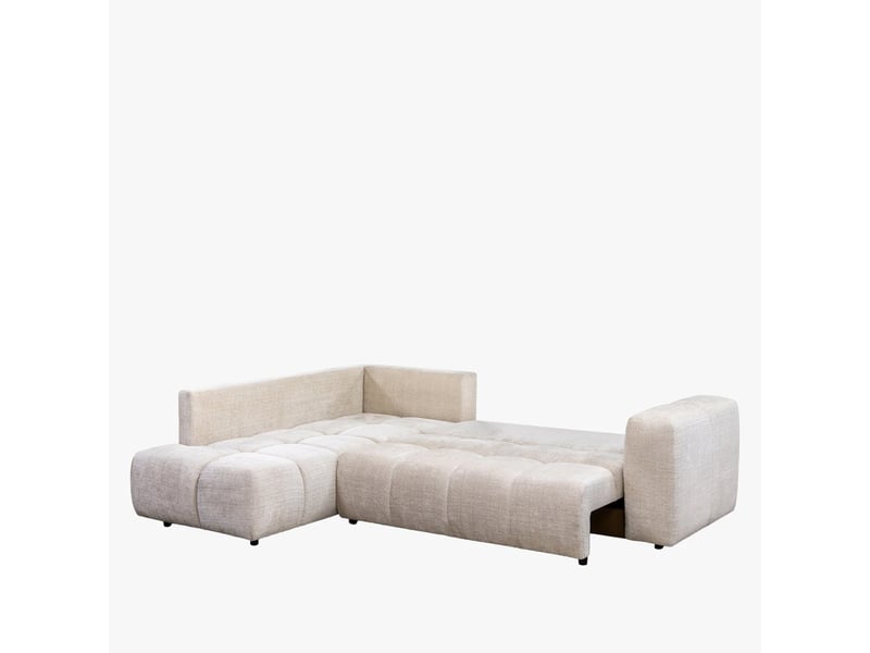Canapé d'angle convertible en tissu beige - angle gauche - Conforama C