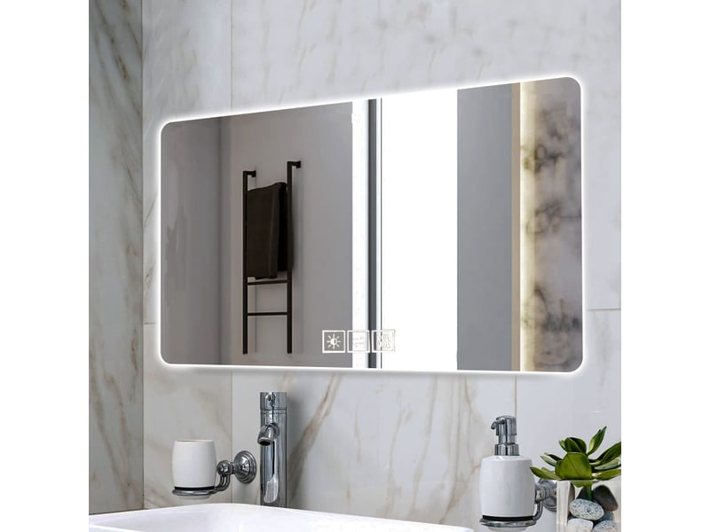  Miroir salle de bain led 60x120cm antibuée éclairage réglable 3 couleurs moderne murale verre trempé sécurité déco maquillage résistant longue durée  - Conforama D