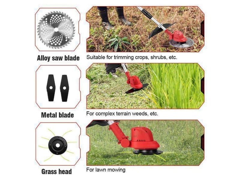  Tondeuse debroussailleuse sans fil 300 w 113-133 cm brushless 2x3000 mah 3 lames 297014_AAADF24050_6_DROPFR - Conforama D