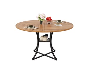 Table à manger ronde 100x100x75 cm avec étagère décor noyer et noir