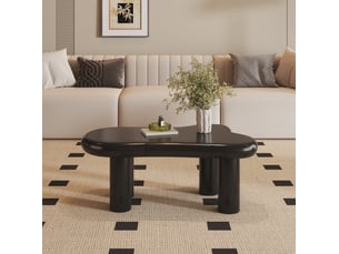 Table basse 98x65,5x40 cm design nuage avec tiroir, éclairage led 16 couleurs, contemporain, pour le salon, mdf, noir