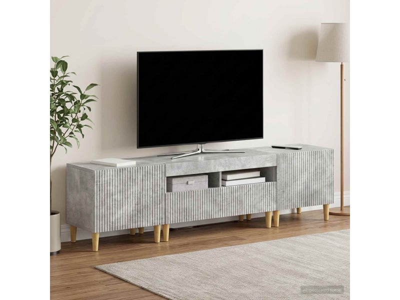  Ensemble de 3 meubles tv - banc tv - meuble de rangement led arnhem 3 pcs gris béton  - Conforama C