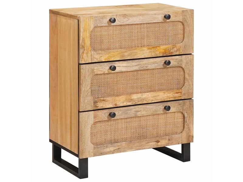 Buffet, meuble de rangement salon 60 x 33 x 75 cm bois de mangue massif marron - Conforama B