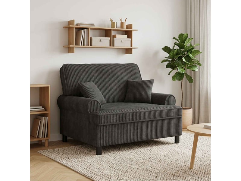  Vidaxl fauteuil xxl avec coussins gris foncé tissu à 1,5 lignes  - Conforama B