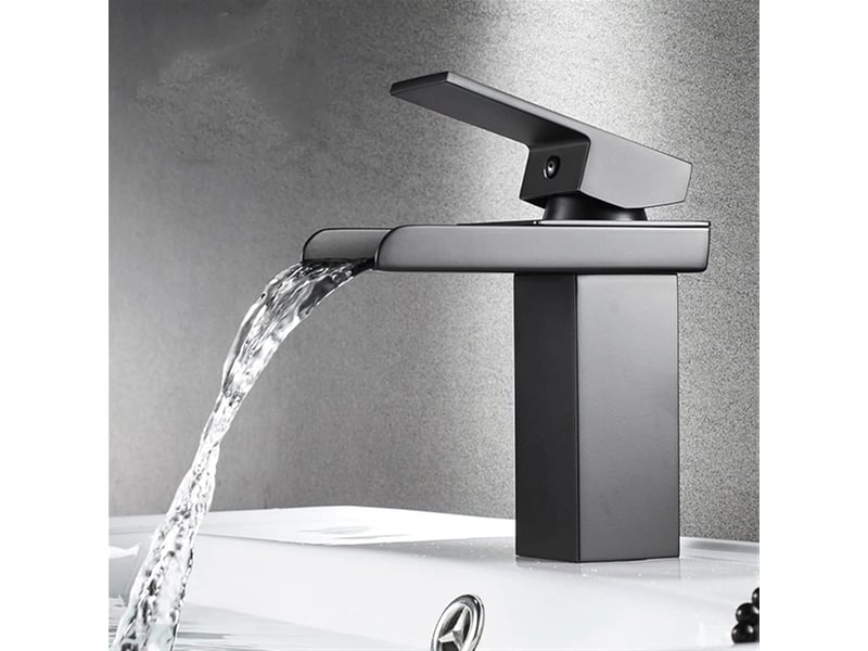 Robinet de salle de bain style cascade – mitigeur eau chaudeeau froide monotrou moderne – bec de lavabo – haut – noir: 13,8 x 6 x 29 cm LJY4293LHY - Conforama C