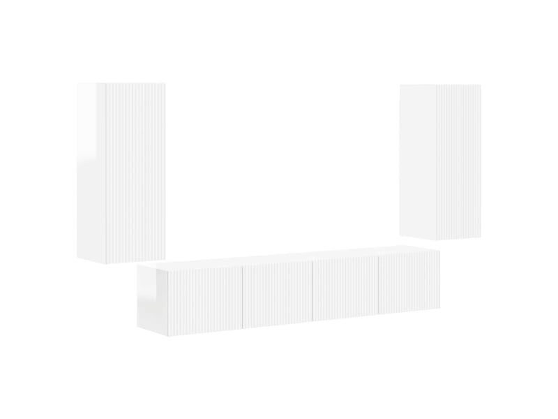  Ensemble de meuble tv - banc tv - meuble de rangement mural 4 pcs blanc brillant  - Conforama A