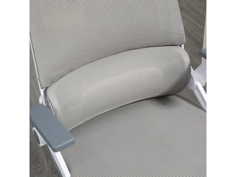  Chaise de bureau ergonomique avec appuie-tête réglable, soutien lombaire et fonction bascule en mesh gris  - Conforama C