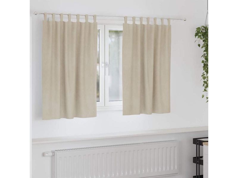 Lot de 2 rideaux, rideaux de fenêtre crème 140 x 140 cm velours cf44017 - Conforama B