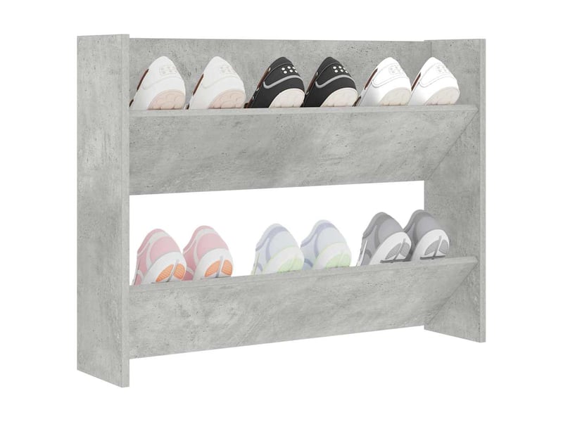  Meuble à chaussure, armoire à chaussures murale gris béton 80x18x60 cm aggloméré  - Conforama D