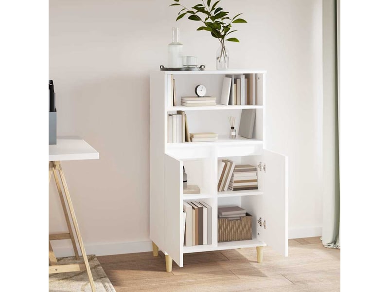  Buffet haut - bahut - meuble de rangement blanc 60x36x110 cm bois d'ingénierie  - Conforama E