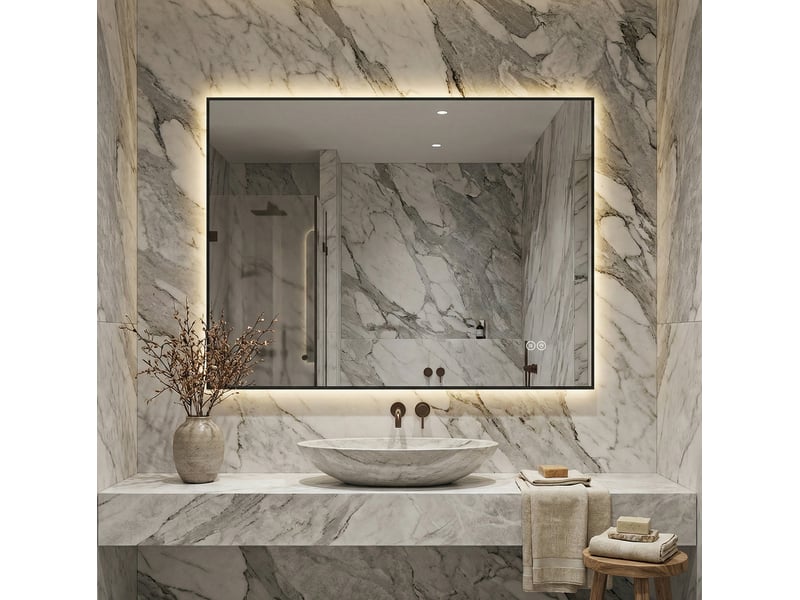  Miroir de salle de bains led 60x80 cm anti-buée aluminium argenté  - Conforama B