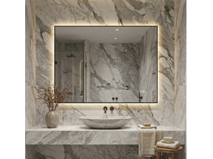 Miroir rectangulaire de salle de bain coloris argenté <strong>DESMIU</strong>  <strong></strong> - 60 cm x 80 cm
