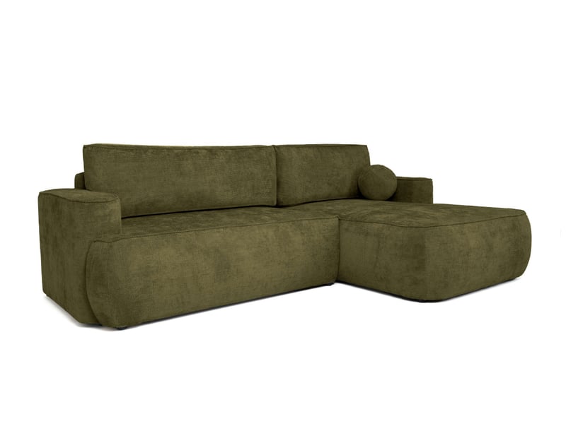  Canapé d'angle droit cassis avec coffre de rangement en tissu chenille - vert CASSIS - Conforama E