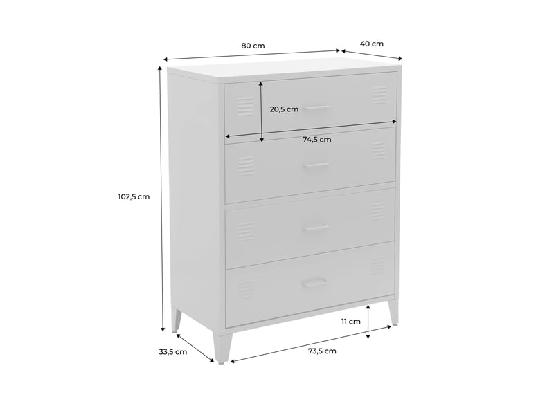  Commode industrielle acier 4 tiroirs beige - soho  - Conforama D