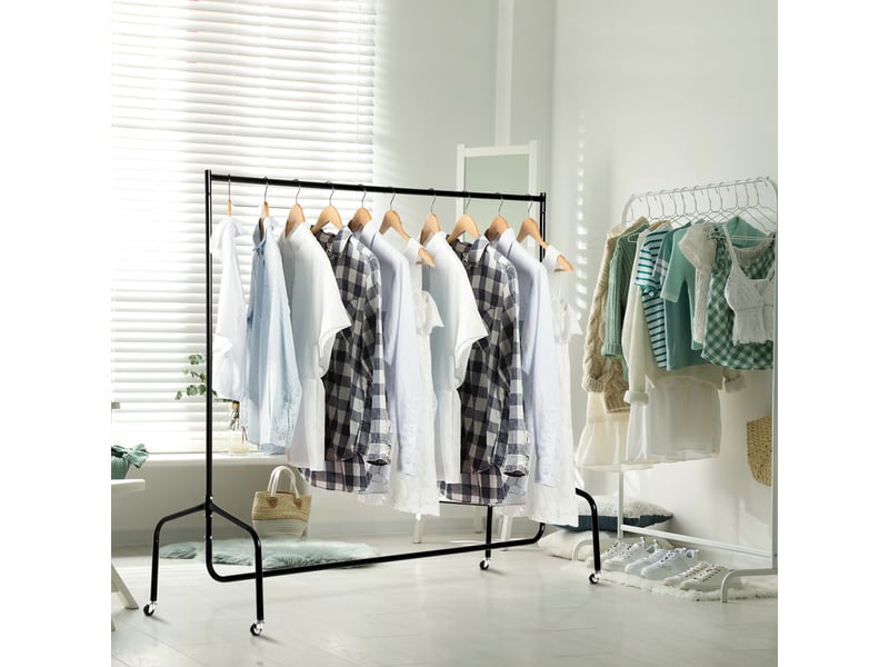  Portant à vêtements avec roulettes tringle a vêtement solide charge 140 kg 150 x 60 x 170 cm porte-manteau en acier noir  - Conforama C