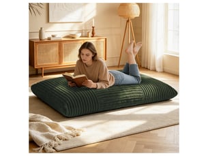 Fauteuil poire convertible lounge 180 × 125 cm, velours côtelé, vert