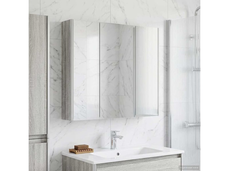 Armoire miroir salle de bain, meuble de rangement gris sonoma 73.5x15.5x70 cm - Conforama B