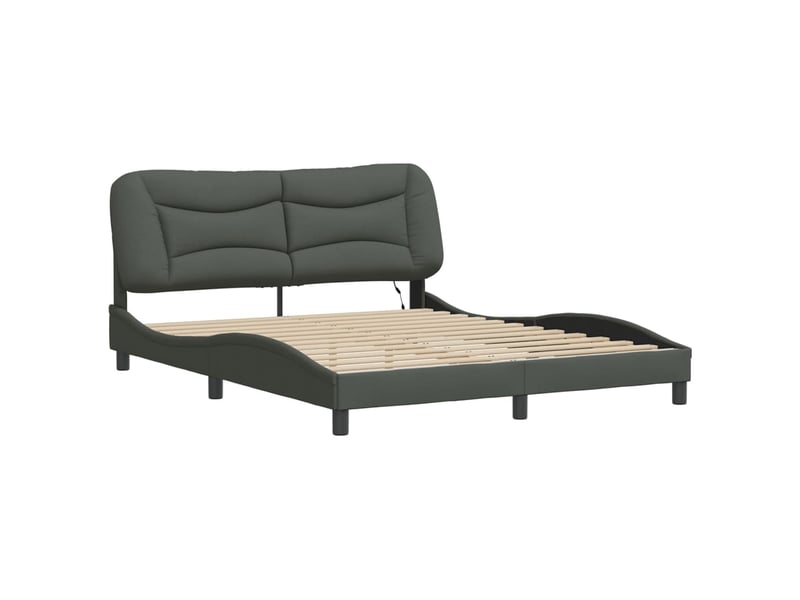  Lit double- lit adulte -  cadre de lit avec led sans matelas hvar gris foncé 160x200 cm tissu  - Conforama B