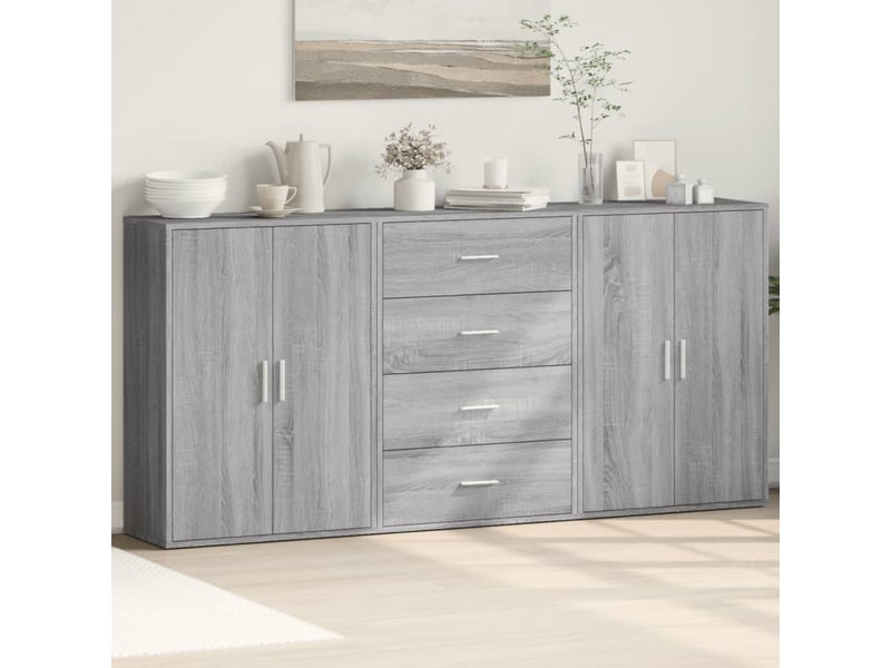  Buffets 3 pcs - bahut - meuble de rangement sonoma gris 60x31x84 cm bois d'ingénierie  - Conforama B
