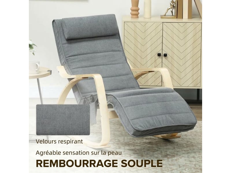  Fauteuil à bascule massant et chauffant gris avec repose-pieds réglable  - Conforama R