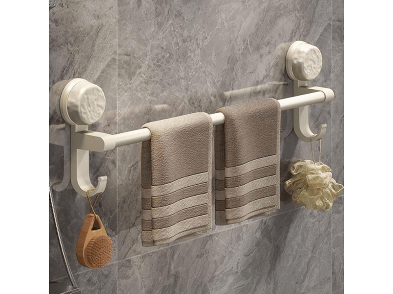  Porte-serviettes à ventouse, porte-serviettes de rangement de salle de bain sans perforation, blanc crème 30 cm XLH-LJY-002159JY - Conforama A
