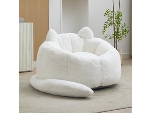 Pouf poire - canapé en forme de chat avec longs repose-pieds, pouf adulte, aucun montage requis, blanc