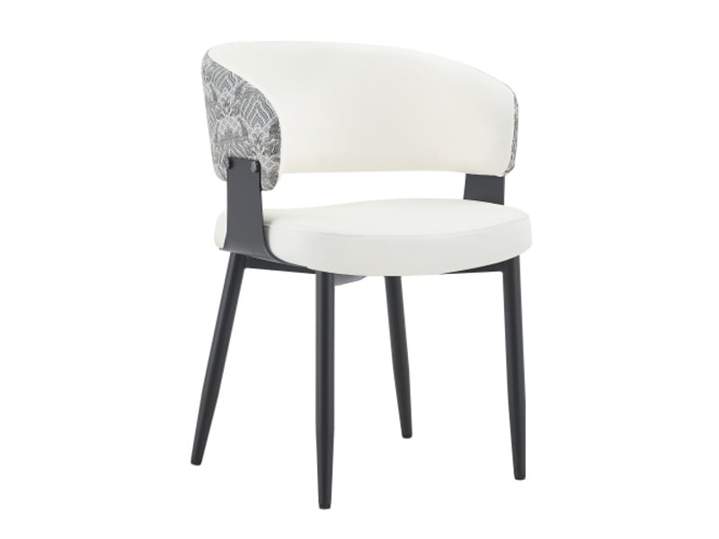  Chaises mid-century modern – lot de 2, fauteuils rétro, accoudoirs tonneau, dos à motif, cuir synthétique  - Conforama A