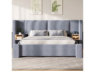Lit coffre 140x200 cm <strong></strong>  <strong></strong> coloris gris