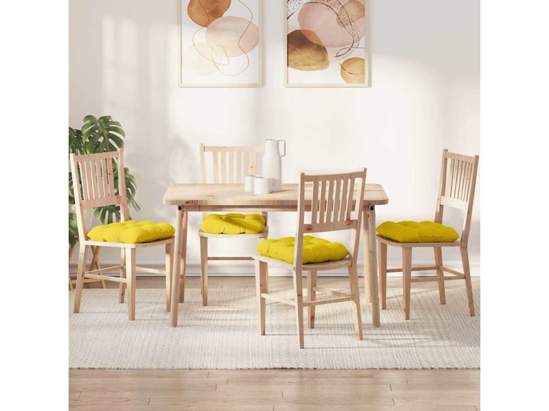  Lot de 4 coussins de siège, coussins décoratifs tissu jaune clair 45 x 45 x 12 cm cf60018  - Conforama B