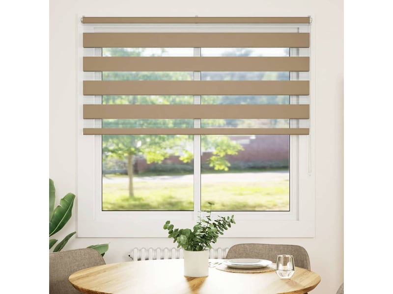 Store zèbre, store de fenêtre marron sable largeur du tissu 140,9 cm polyester cf48780 - Conforama A