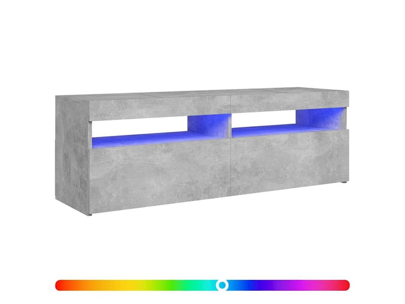  Meuble tv - banc tv - meuble de rangement avec lumières led gris béton 120x35x40 cm  - Conforama B