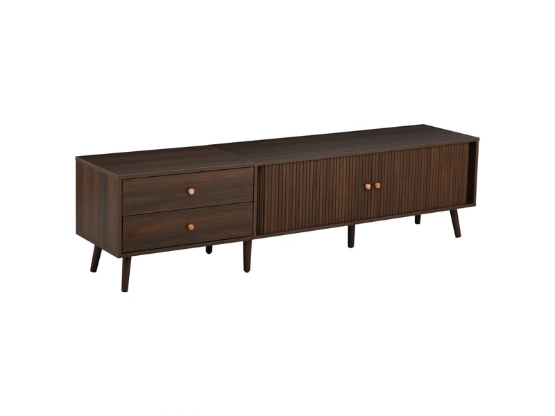  Meuble tv 2 tiroirs et 2 portes tambour mdf coloris noyer 180 x 40 x 46.5 cm N625P414164165A - Conforama B