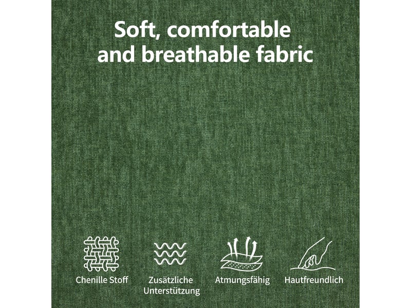 Fauteuil chenille vert foncé rétro avec double poche de rangement, structure bois et ressorts, dimensions 96x92x90 cm - Conforama D