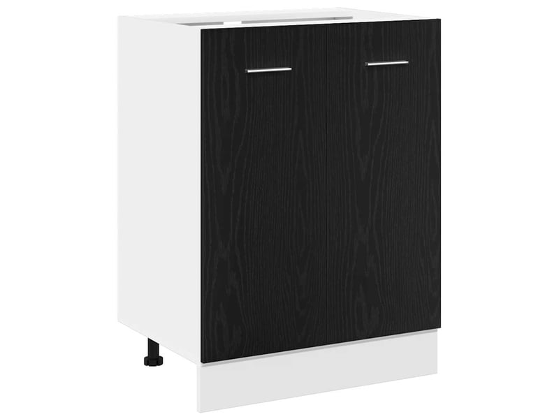  Meuble de rangement, meuble bas de cuisine chêne noir 60x46x81,5cm bois contreplaqué  - Conforama A