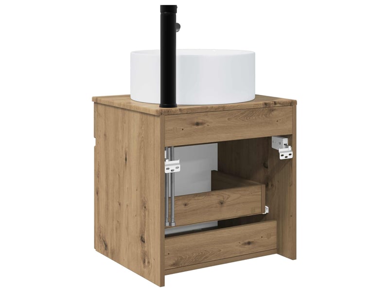  Meuble de lavabo mural, rangement salle de bain chêne artisanal 49x44.5x65.5 cm  - Conforama D