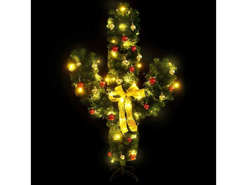  Cactus de noël - arbre de noël avec support et led vert 180 cm pvc  - Conforama C