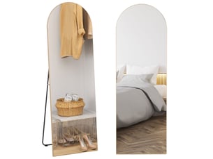 Miroir sur pied sans cadre avec support en métal doré 50 x 150 cm