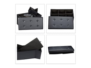 Banquette banc coffre de rangement avc tiroirs 76 cm noir 3013003